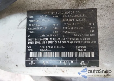 2013 Ford Transit Connect Xl from USA, damaged, VIN NM0LS7CN9DT164758